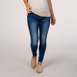 PinkBlush Blue Medium Wash Maternity Skinny Jeans